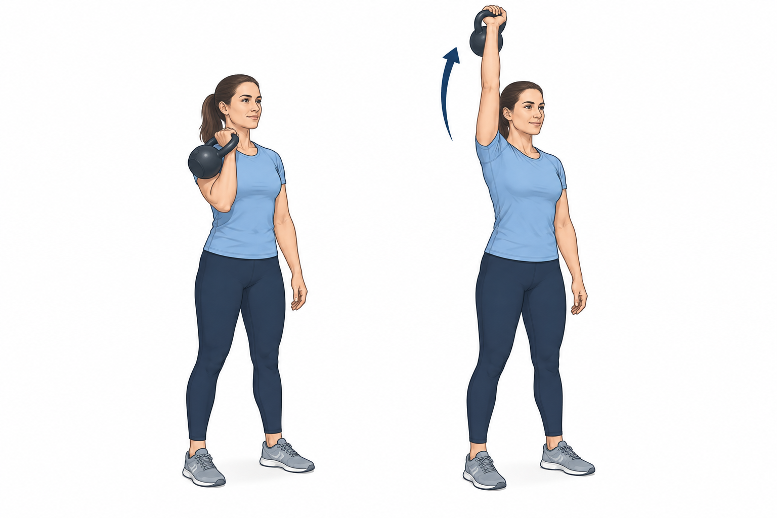 Illustrasjon av Skulderpress med kettlebell